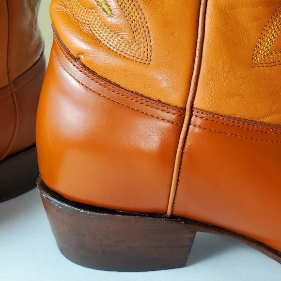 Big Bull Western Cowboy Boots Men's Reddish Brown and Tan Size 9 D Vintage - Picture 13 of 16